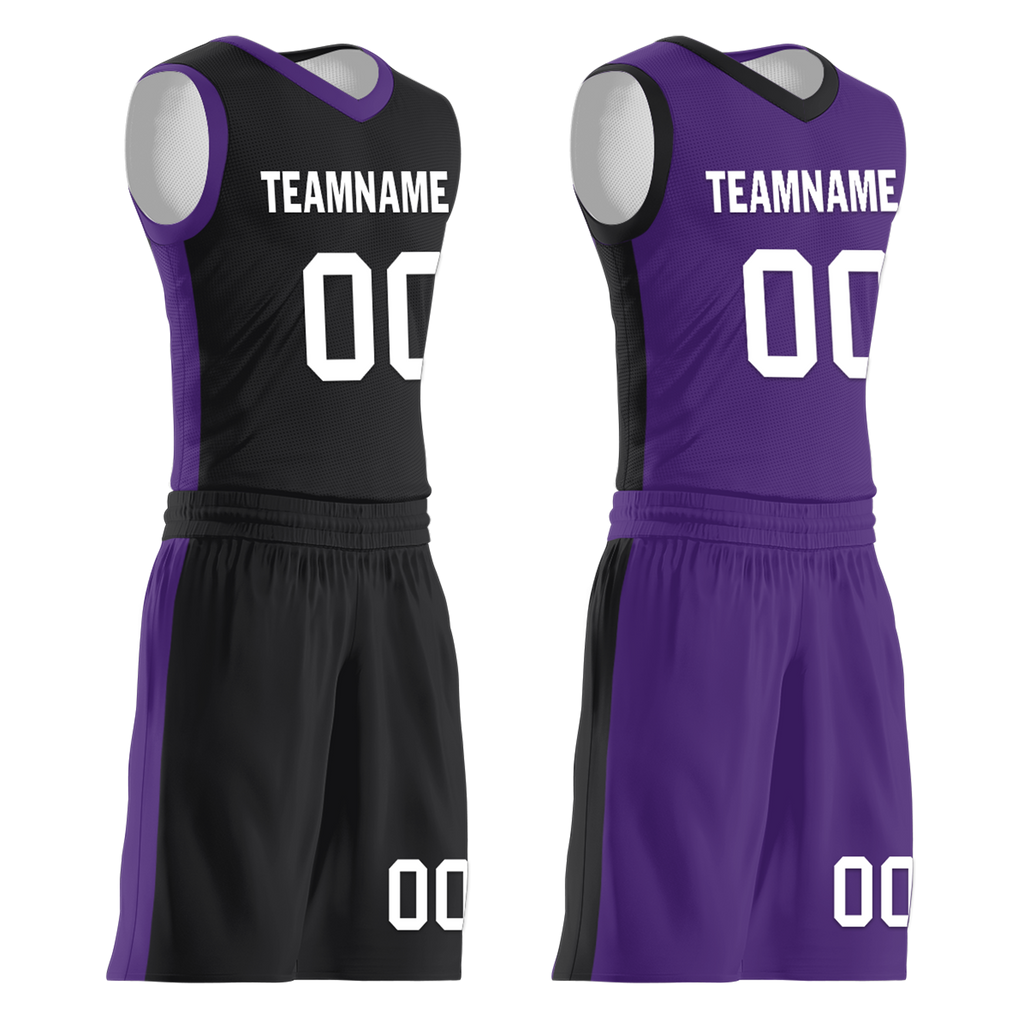 Custom Black Purple Classic Style Reversible Basketball Uniform Personalized Ordinary BBJR-D017035