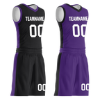 Custom Black Purple Classic Style Reversible Basketball Uniform Personalized Ordinary BBJR-D017035