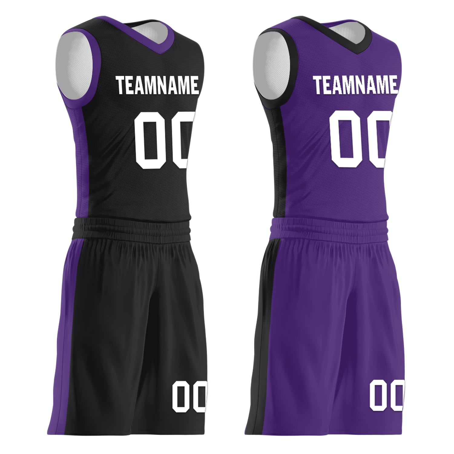 Custom Black Purple Classic Style Reversible Basketball Uniform Personalized Ordinary BBJR-D017035