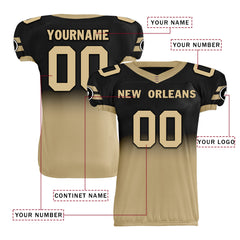 Custom Black Gold Fade Fashion New Orleans High-Performance American Football Jersey FBJ06-D020252-19