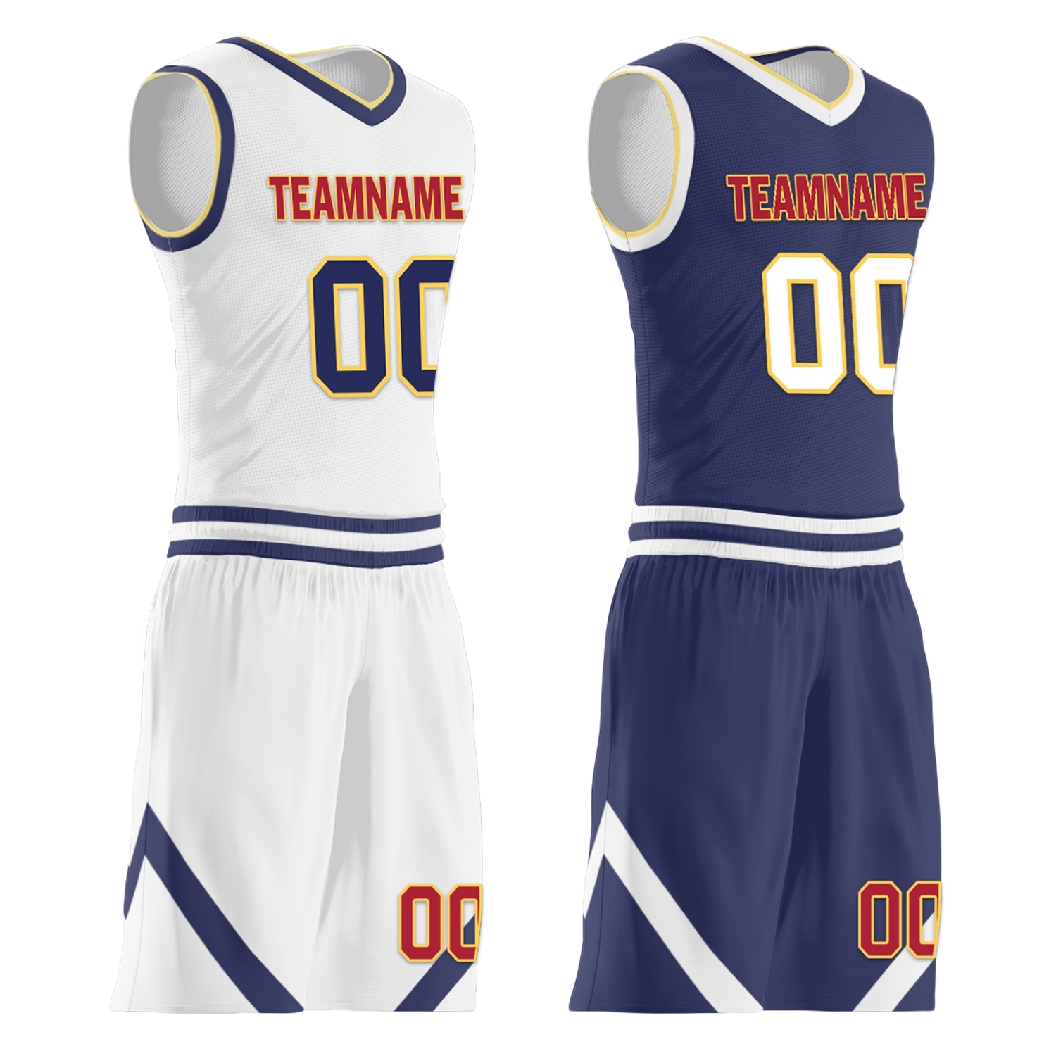 Custom White Blue Classic Style Reversible Basketball Uniform Personalized COOLMAX BBJR-D017030