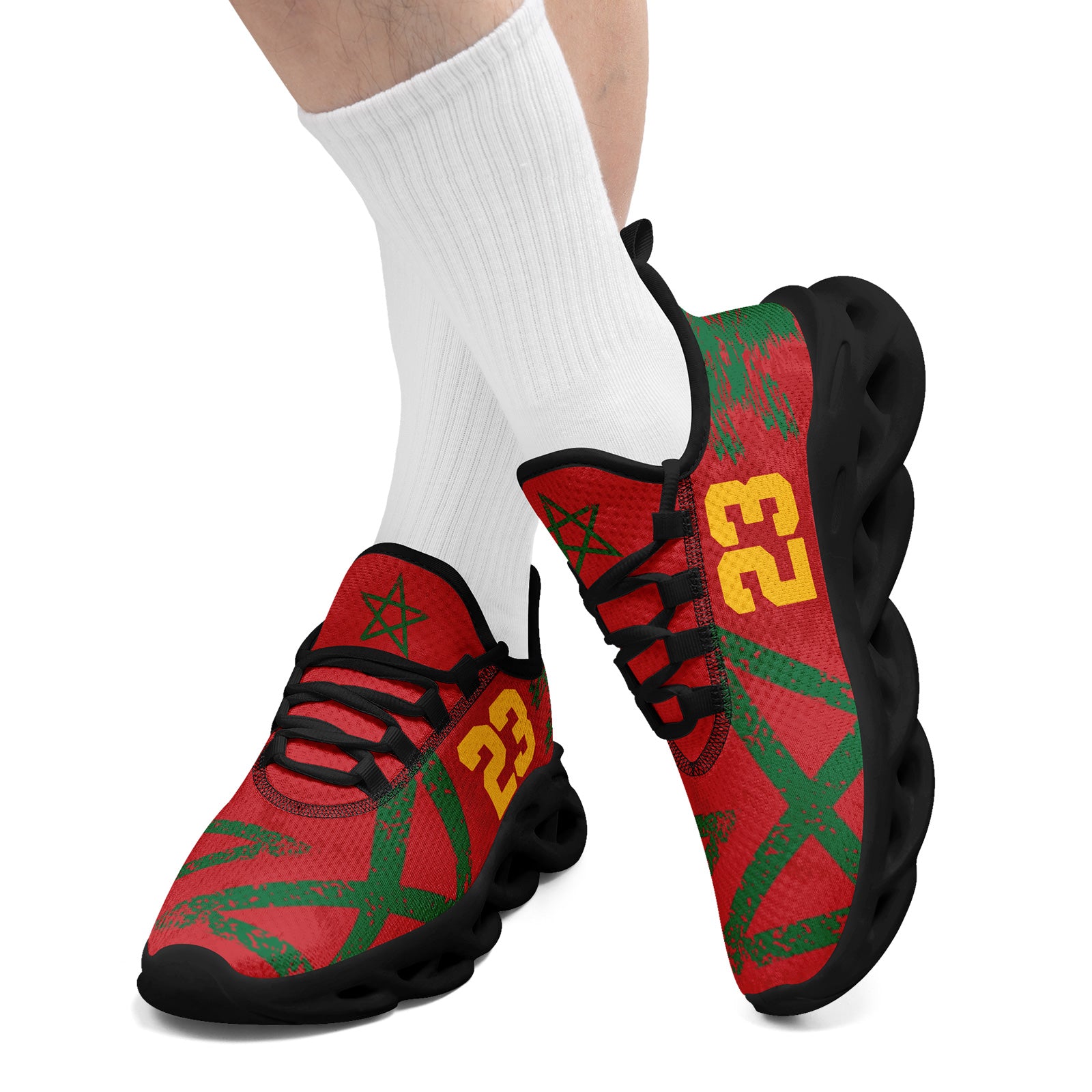 Custom Morocco 2026 World Cup Sneakers DIY Country Flag Running Shoes Lightweight Sport Shoes Gift for Football Fans Personalized Team Name and Logo FN003-F009115-4