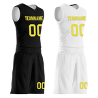 Custom Black White Classic Style Reversible Basketball Uniform Personalized COOLMAX BBJR-D017048