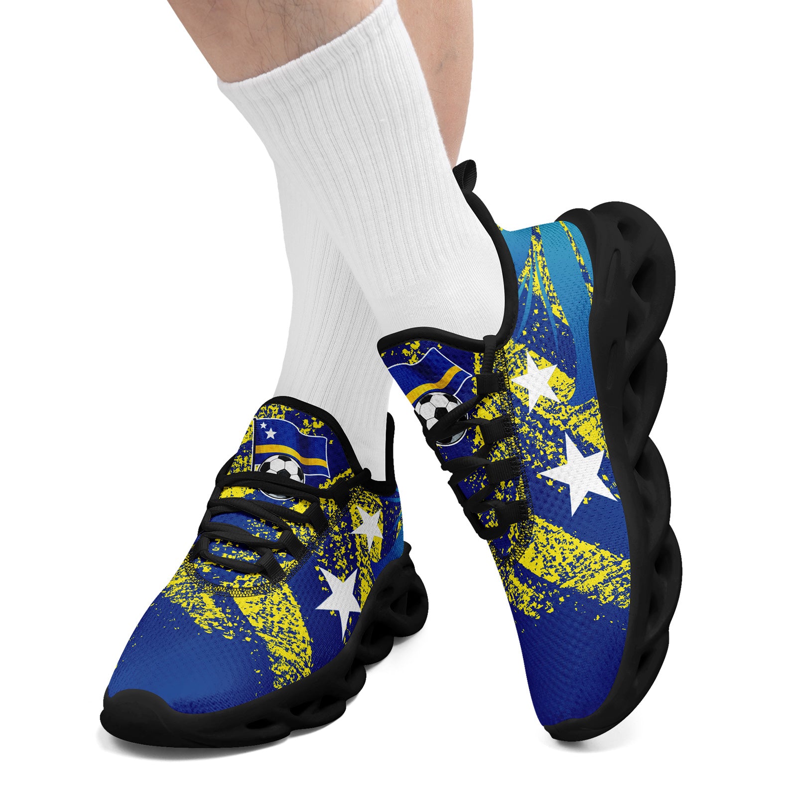 Custom Curaçao 2026 World Cup Sneakers DIY Country Flag Running Shoes Lightweight Sport Shoes Gift for Football Fans Personalized Team Name and Logo FN003-F009074-4