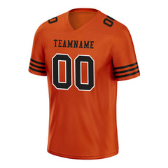 Custom Orange Black Striped Sleeves Personalized Authentic Football Jersey FBJ02-D06043