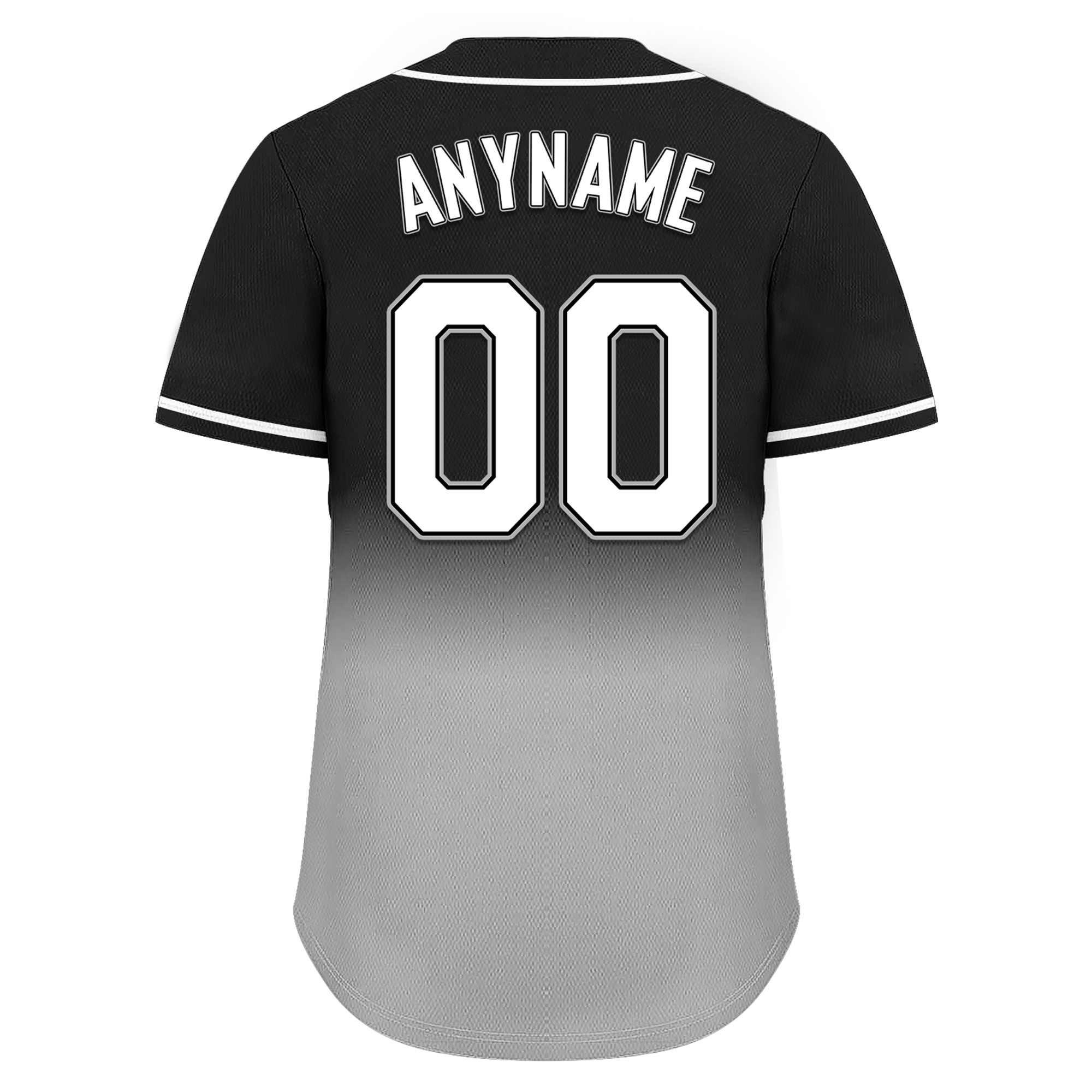 Custom Black Grey Fade Embroidered Baseball Jersey