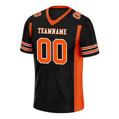 Custom Black Orange Striped Sleeves Personalized Authentic Football Jersey FBJ02-D06045