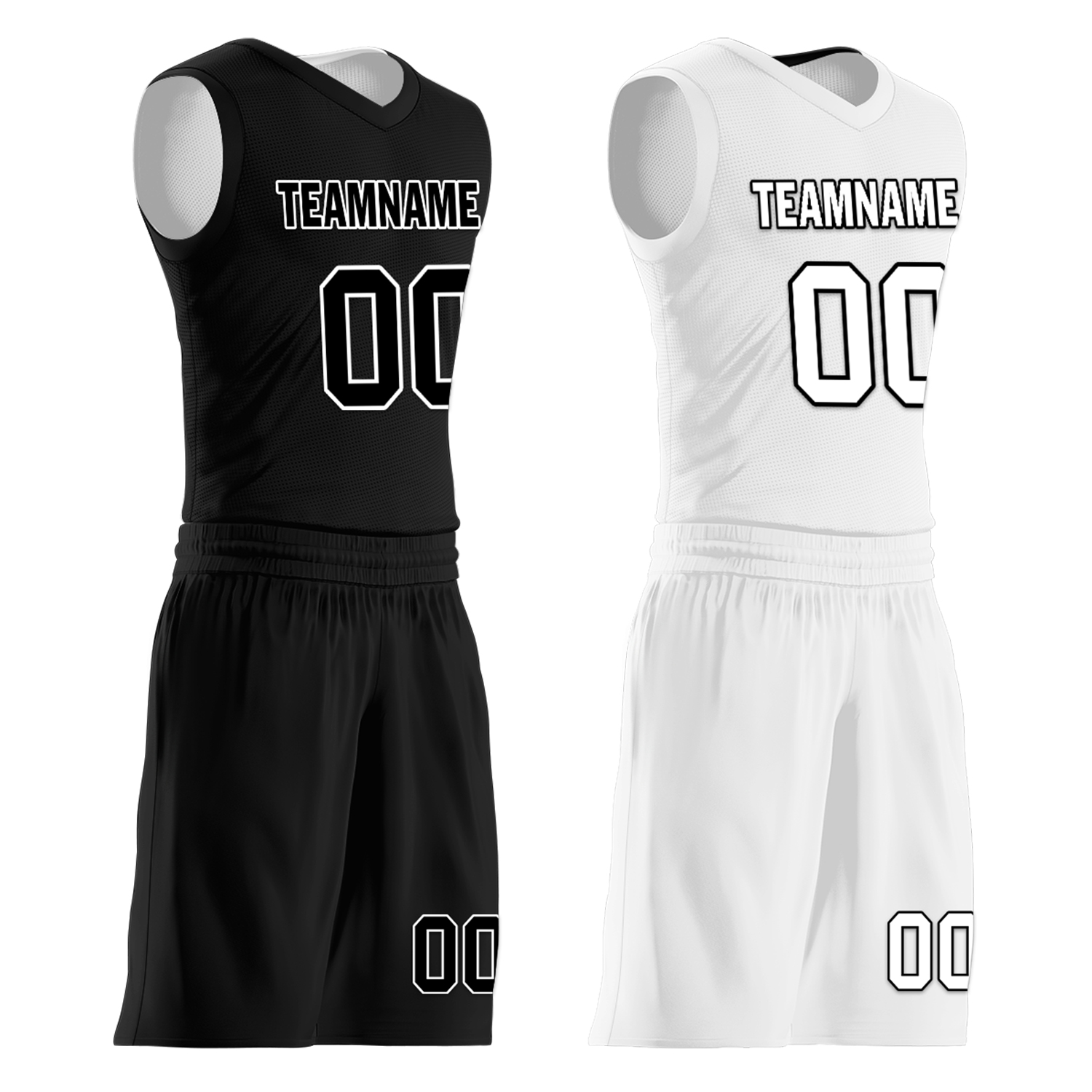 Custom Black White Classic Style Reversible Basketball Uniform Personalized COOLMAX BBJR-D017007