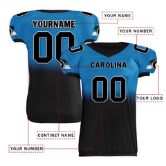 Custom Blue Black Fade Fashion Carolina High-Performance American Football Jersey FBJ06-D020252-5