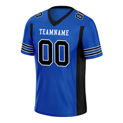 Custom Blue Black Striped Sleeves Personalized Authentic Football Jersey FBJ02-D06071