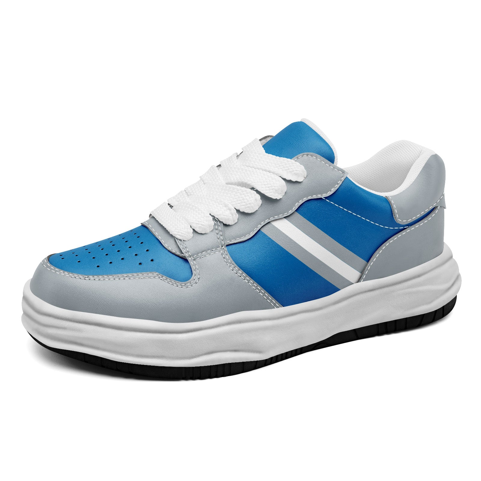 Custom Blue Gray Detroit Shoes Personalized Sneaker FN032-D020389-11