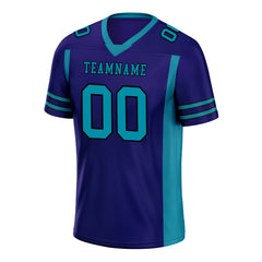 Custom Purple Turquoise Striped Sleeves Personalized Authentic Football Jersey FBJ02-D06064