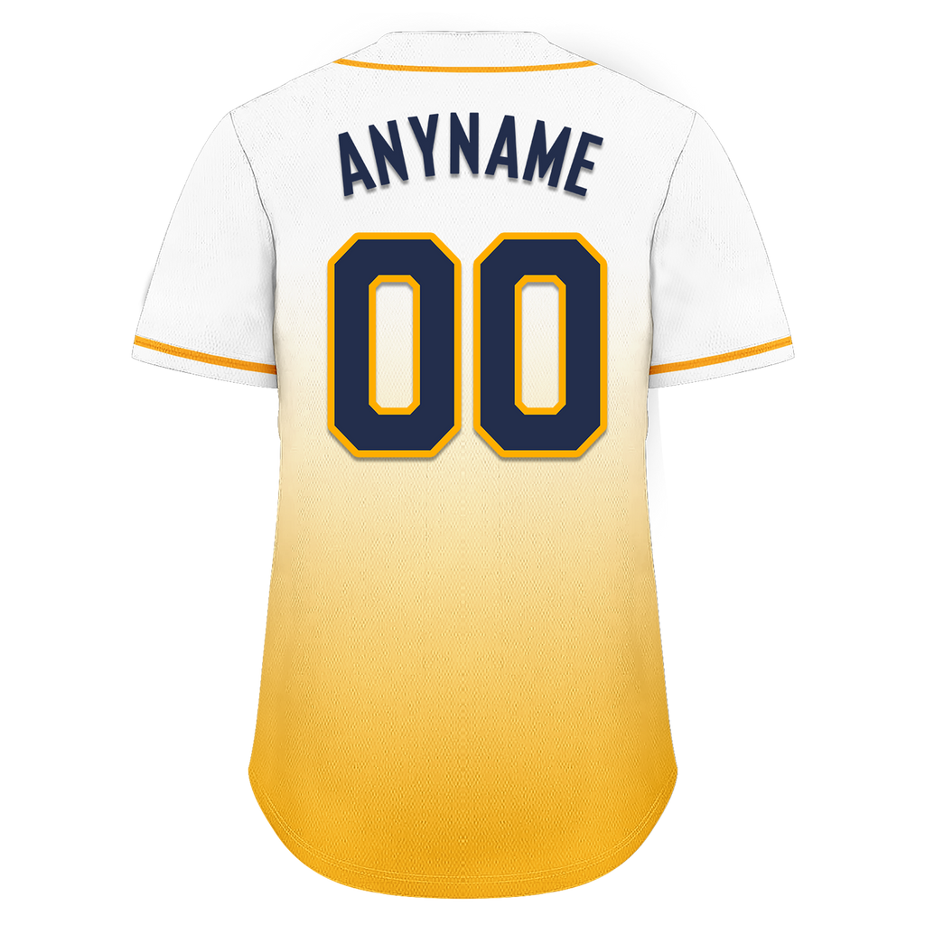 Custom White Yellow Fade Fashion Personalized Authentic Baseball Jersey BSBJ01-D0a70dc