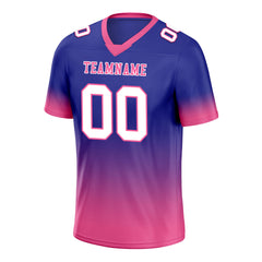 Custom Blue Pink Fade Fashion Personalized Authentic Football Jersey FBJ02-D06090