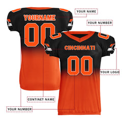 Custom Black Orange Fade Fashion Cincinnati High-Performance American Football Jersey FBJ06-D020252-6