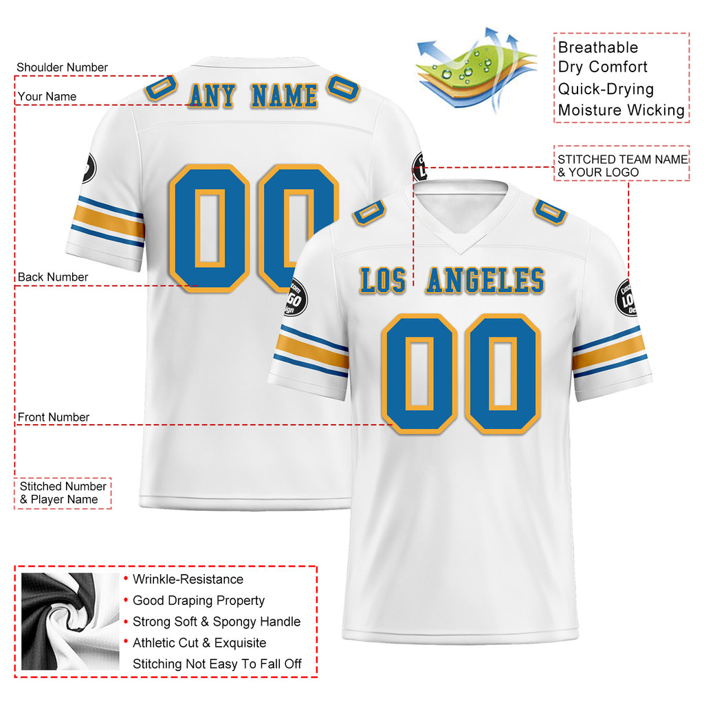 Custom White Los Angeles Personalized Authentic Football Jersey FBJ02-D020256-22
