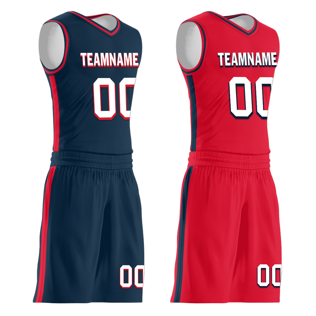 Custom Blue Red Classic Style Reversible Basketball Uniform Personalized Ordinary BBJR-D017021