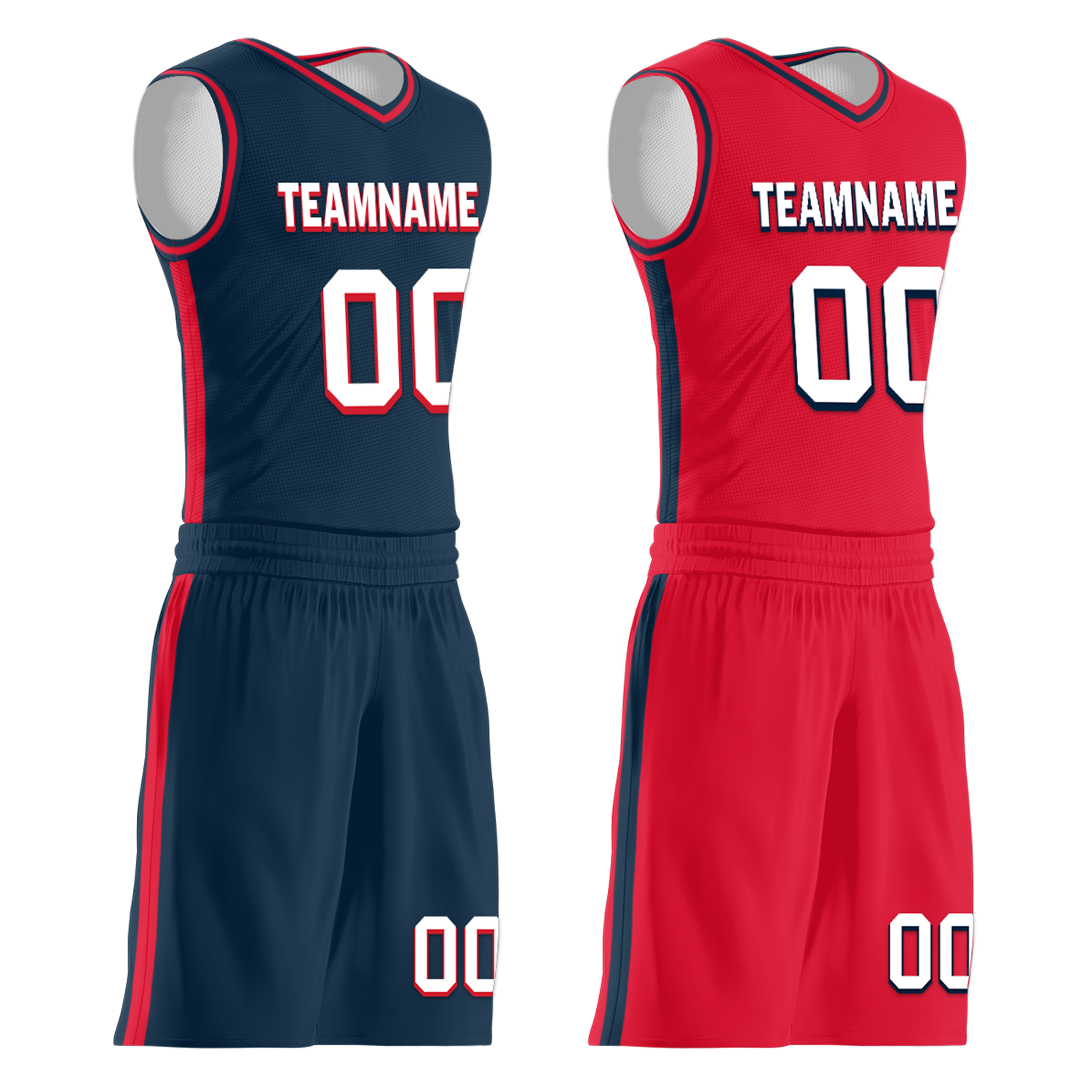 Custom Blue Red Classic Style Reversible Basketball Uniform Personalized Ordinary BBJR-D017021