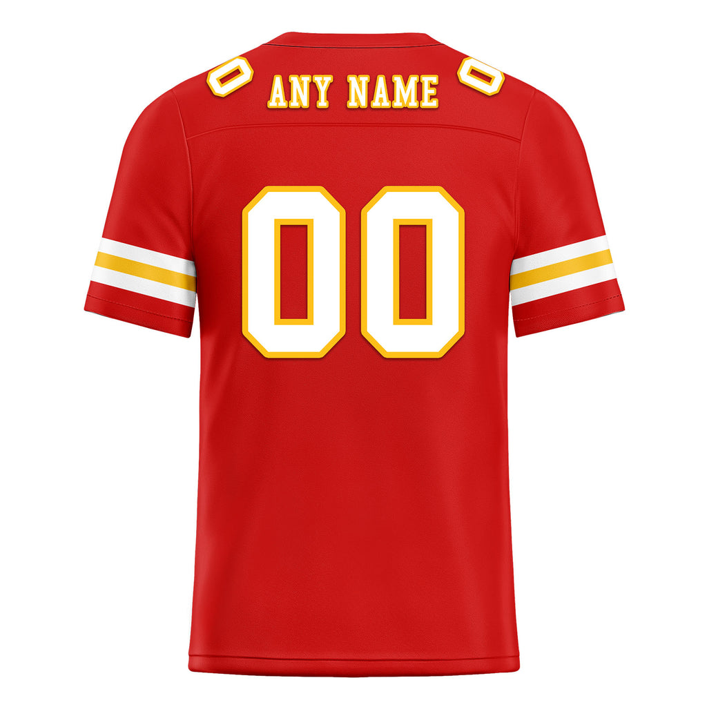 Custom Red Yellow Kansas City Personalized Authentic Football Jersey FBJ02-E0601-2