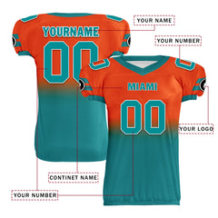 Custom Orange Blue Fade Fashion Miami High-Performance American Football Jersey FBJ06-D020252-24