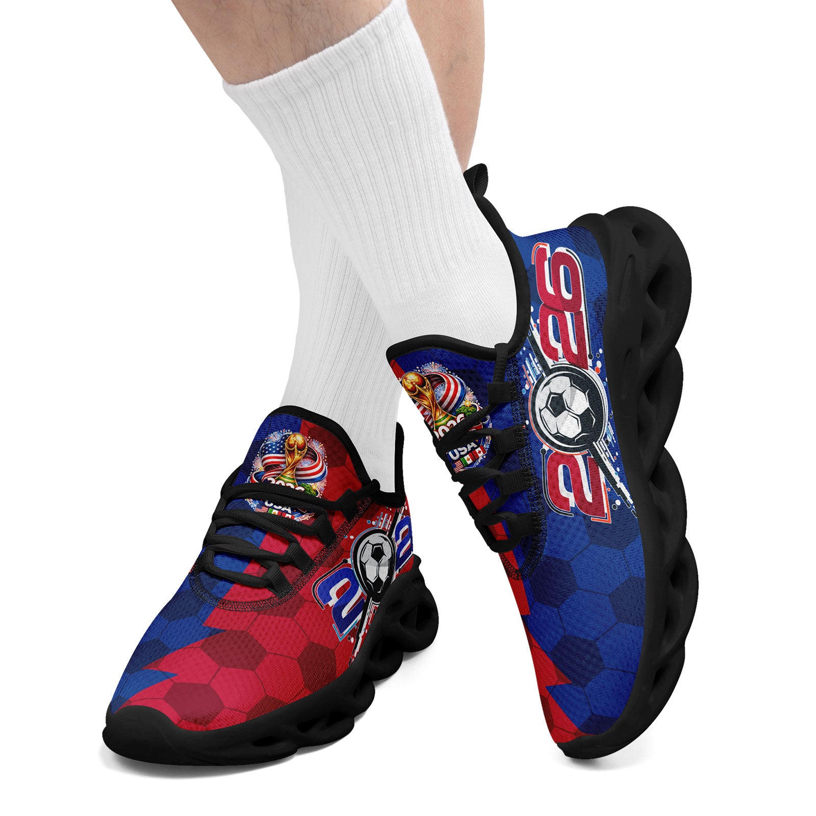 Custom United States 2026 World Cup Sneakers DIY Country Flag Running Shoes Lightweight Sport Shoes Gift for Football Fans Personalized Team Name and Logo FN003-F028035-4