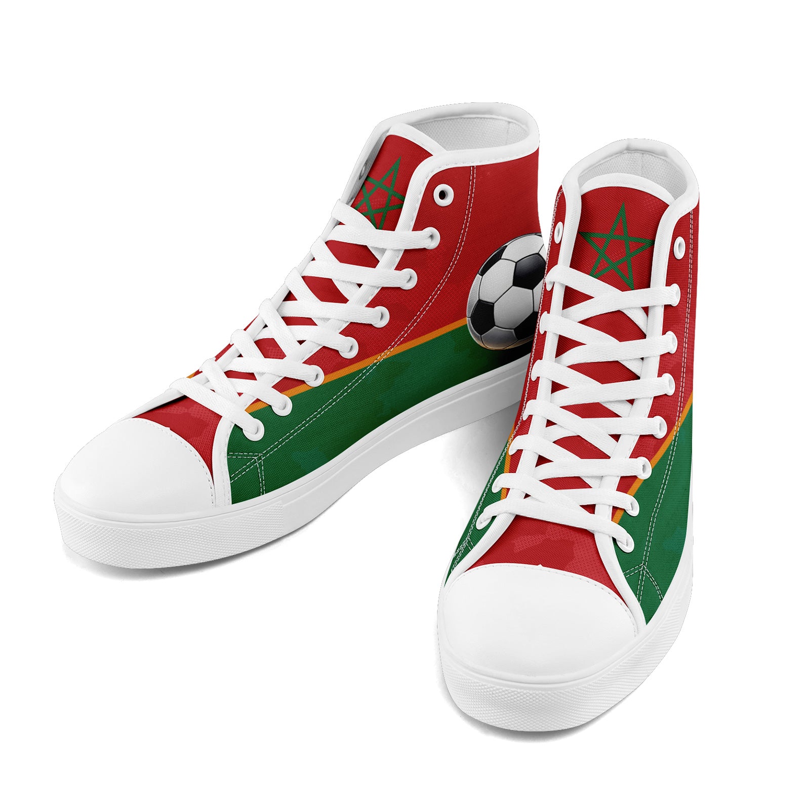 Custom Morocco 2026 World Cup Sneakers DIY Country Flag Running Shoes Lightweight Sport Shoes Gift for Football Fans Personalized Team Name and Logo FN024-F009090-3