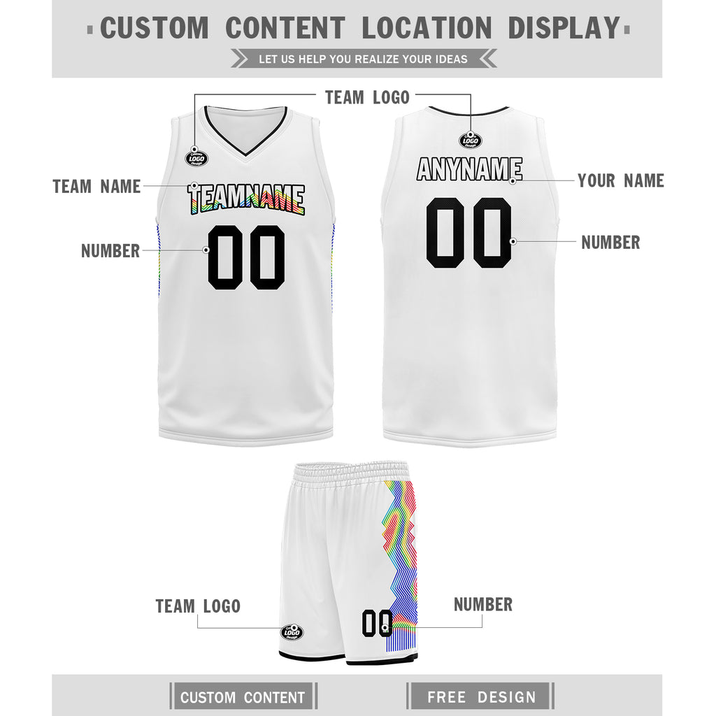 Custom White Rainbow City Edition Personalized Sports Uniform Authentic Basketball Jersey BBJ01-D06101-8