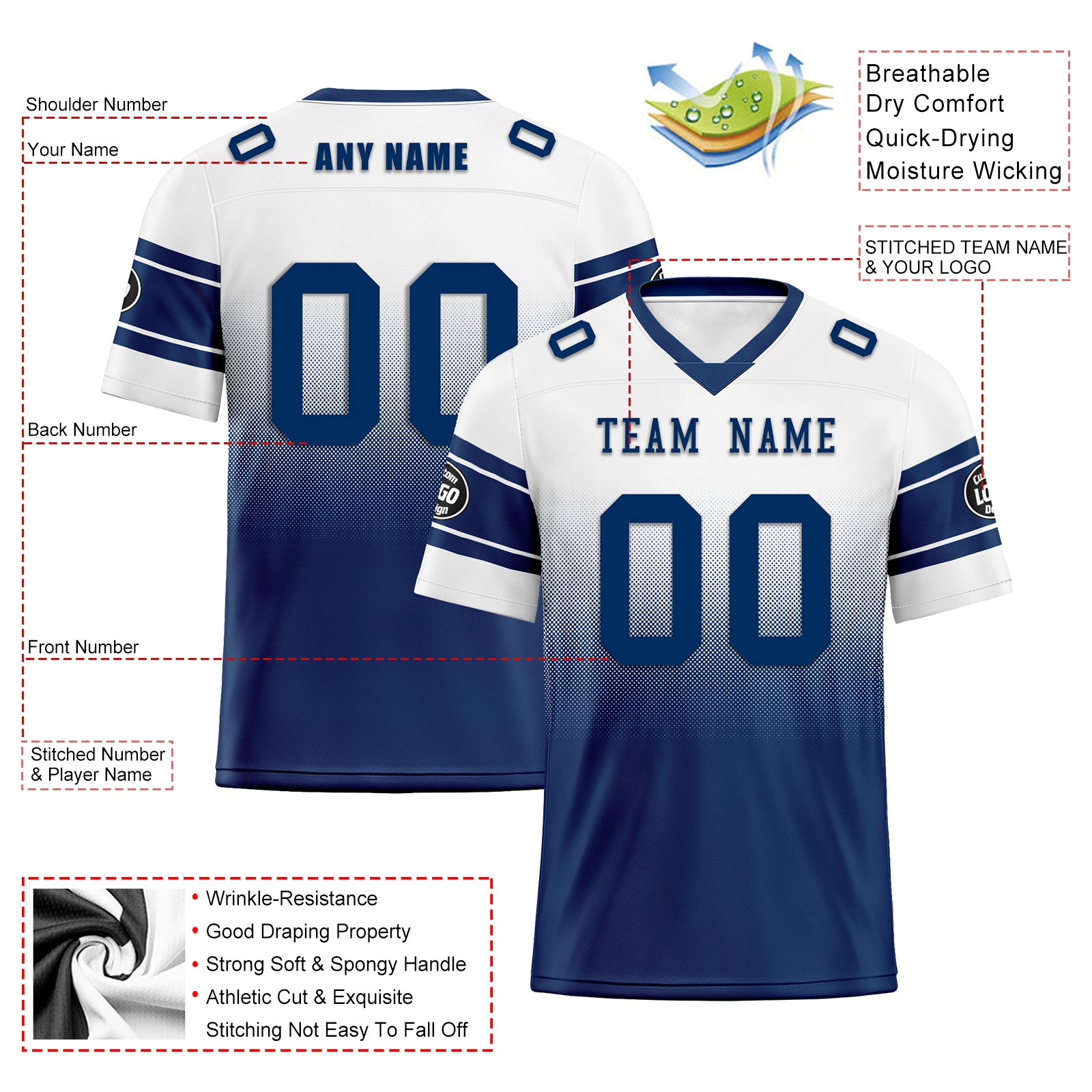 Custom White Blue Indianapolis Personalized Authentic Football Jersey FBJ02-D020249-14
