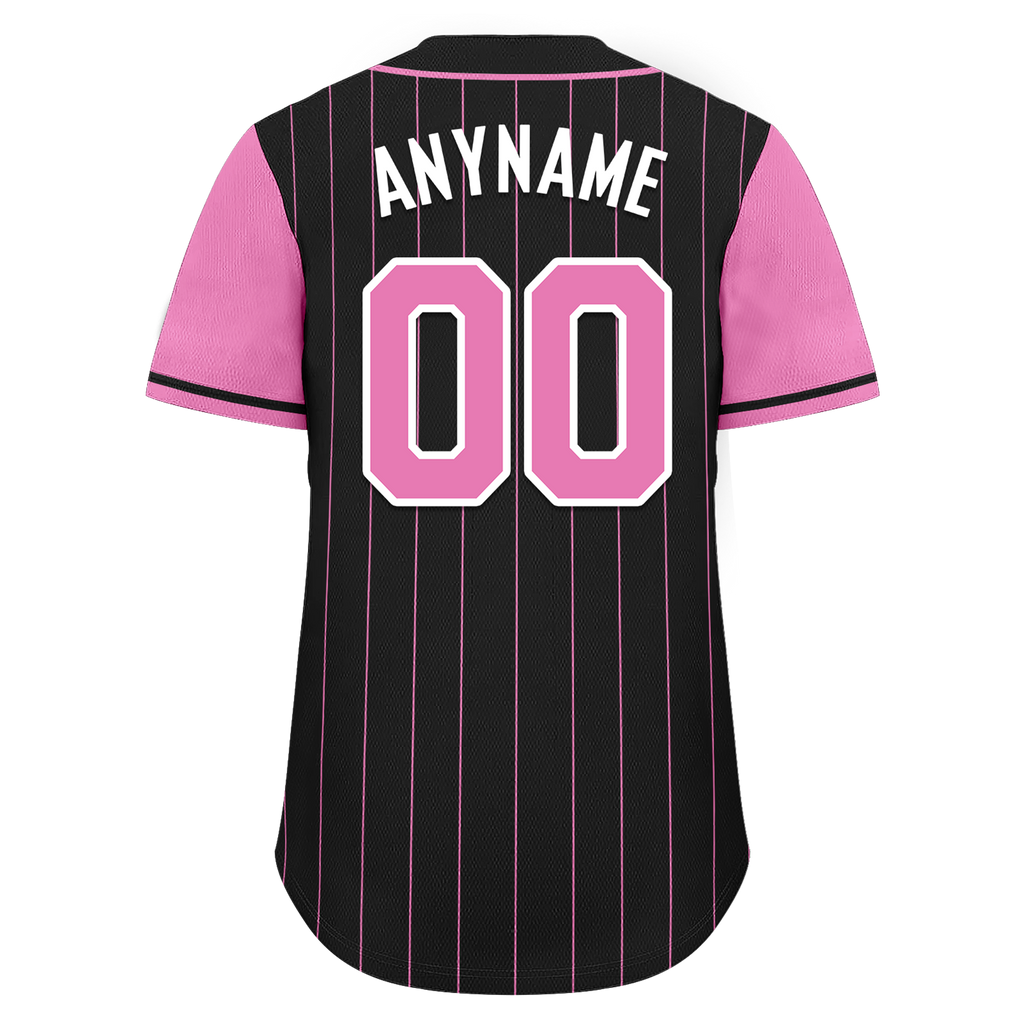 Custom Black Pink Stripe Fashion Personalized Authentic Baseball Jersey BSBJ01-D017226