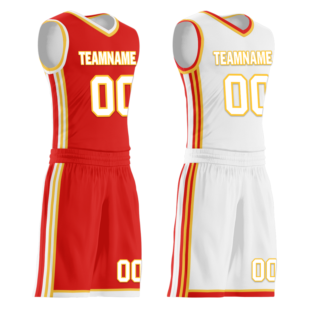 Custom Red White Classic Style Reversible Basketball Uniform Personalized Ordinary BBJR-D017027