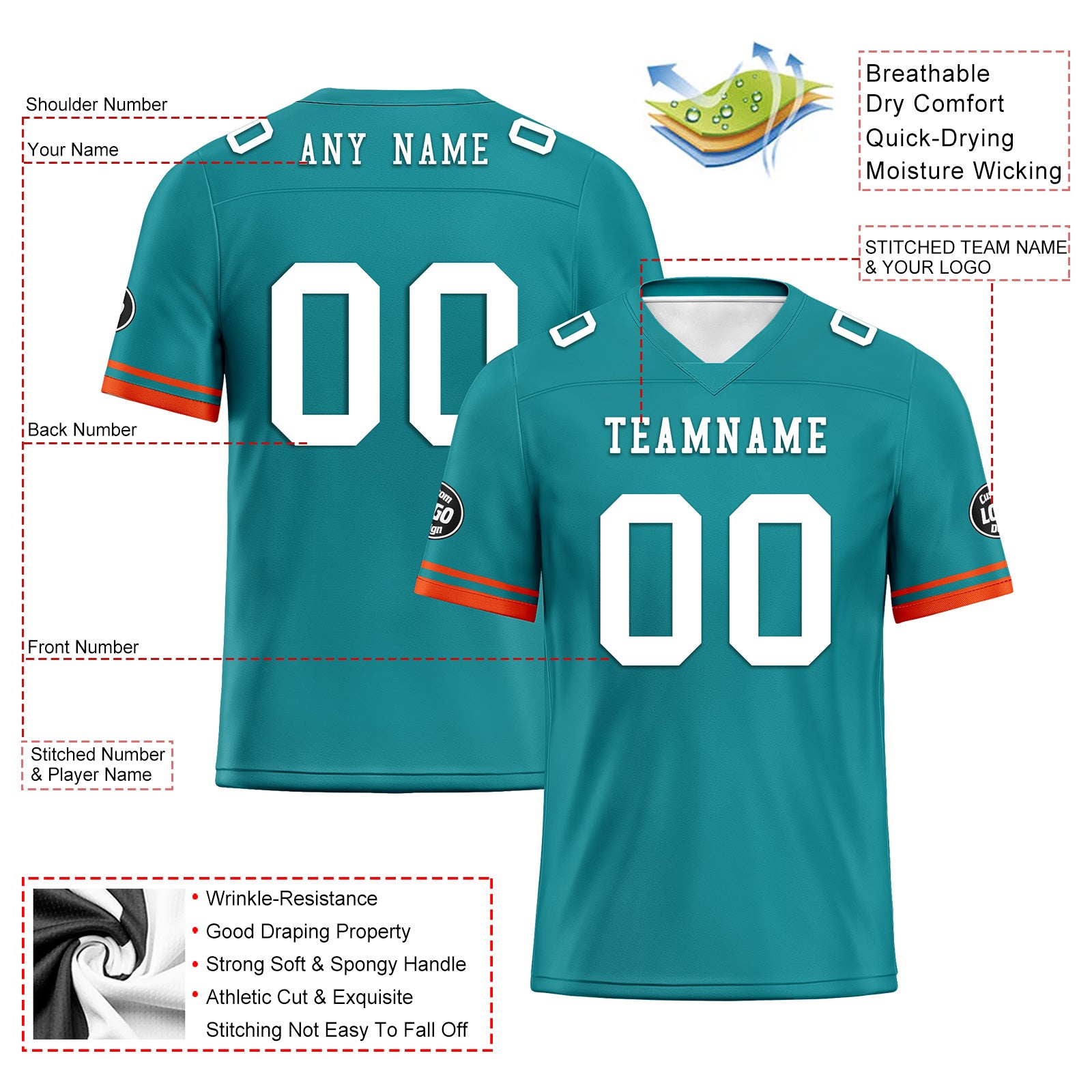 Custom Green Orange Miami Football Jersey and Firesoul Sports Shoes Combo Offer Personalized Combo ZH-D020273-24