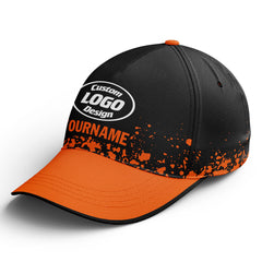 Custom Black Orange Hat Sport Design Cap Stitched Adjustable Personalized YW061-D020231-3