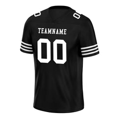 Custom Black White Striped Sleeves Personalized Authentic Football Jersey FBJ02-D06039