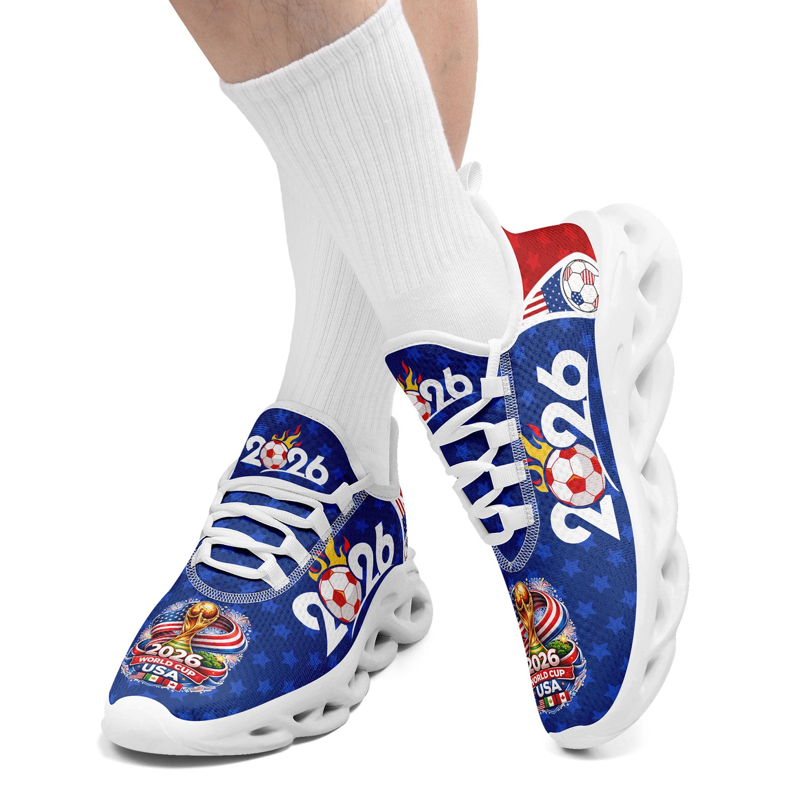 Custom United States 2026 World Cup Sneakers DIY Country Flag Running Shoes Lightweight Sport Shoes Gift for Football Fans Personalized Team Name and Logo FN003-F028035-5