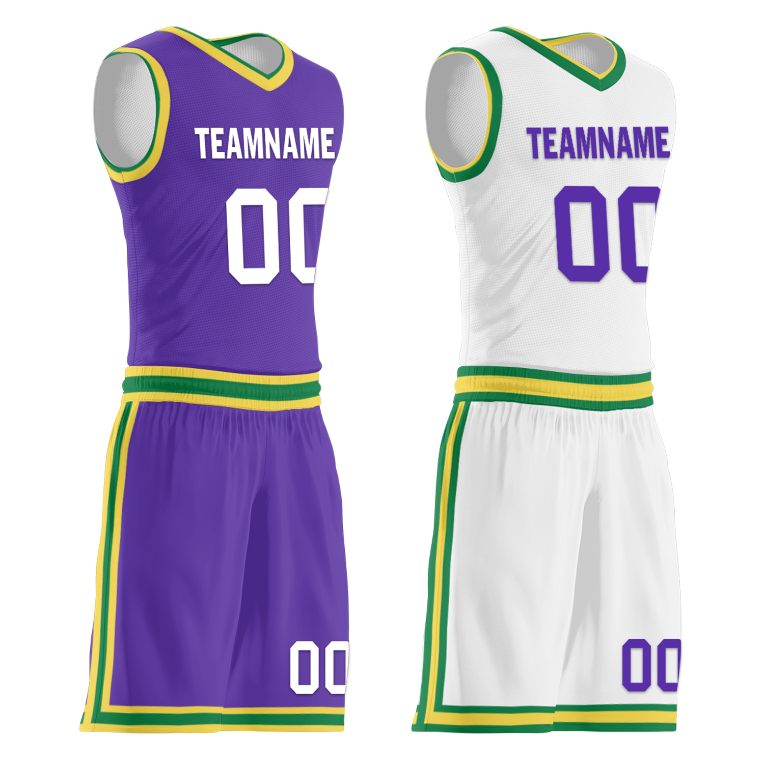 Custom Purple White Classic Style Reversible Basketball Uniform Personalized COOLMAX BBJR-D017047