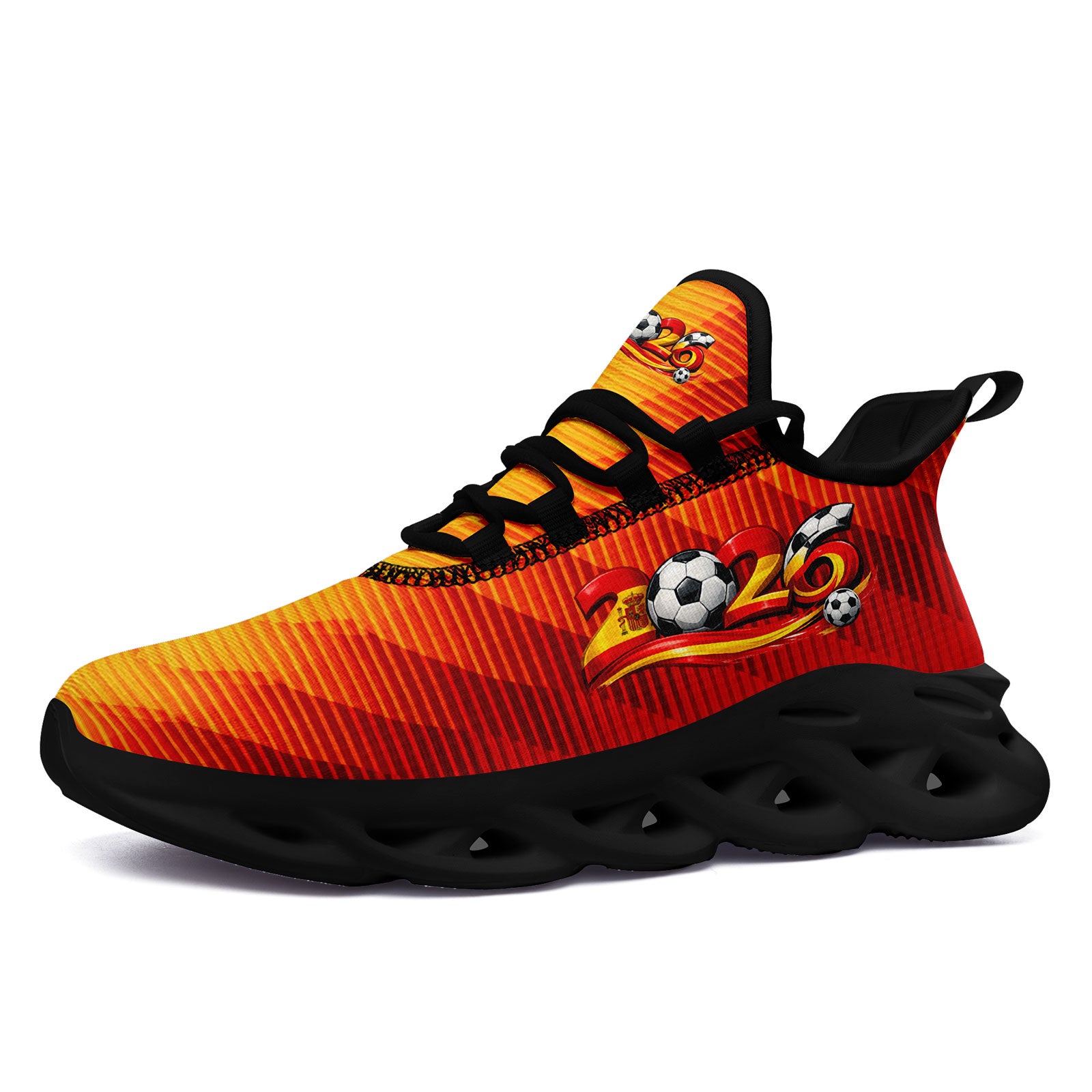 Custom 2026 World Cup Spain Sneakers DIY Country Flag Running Shoes Lightweight Sport Shoes Gift for Football Fans Personalized Team Name and Logo FN003-F027068-3