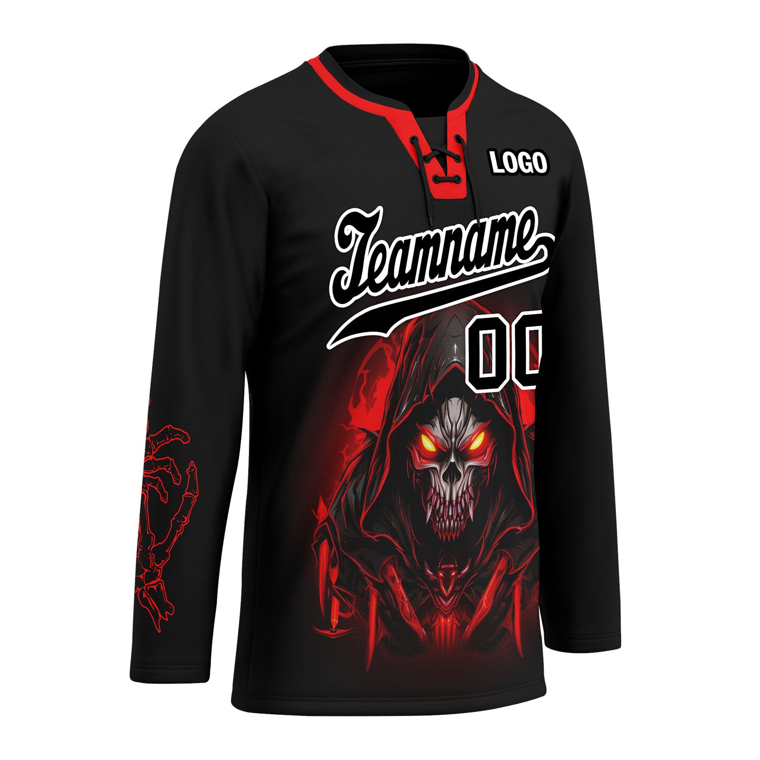 Custom Black Red Gothic Personalized Hockey Jersey HCKJ01-E0601-08