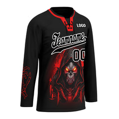 Custom Black Red Gothic Personalized Hockey Jersey HCKJ01-E0601-08