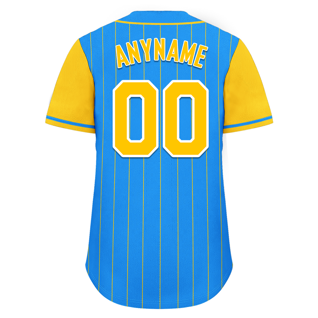 Custom Blue Yellow Stripe Fashion Personalized Authentic Baseball Jersey BSBJ01-D017212
