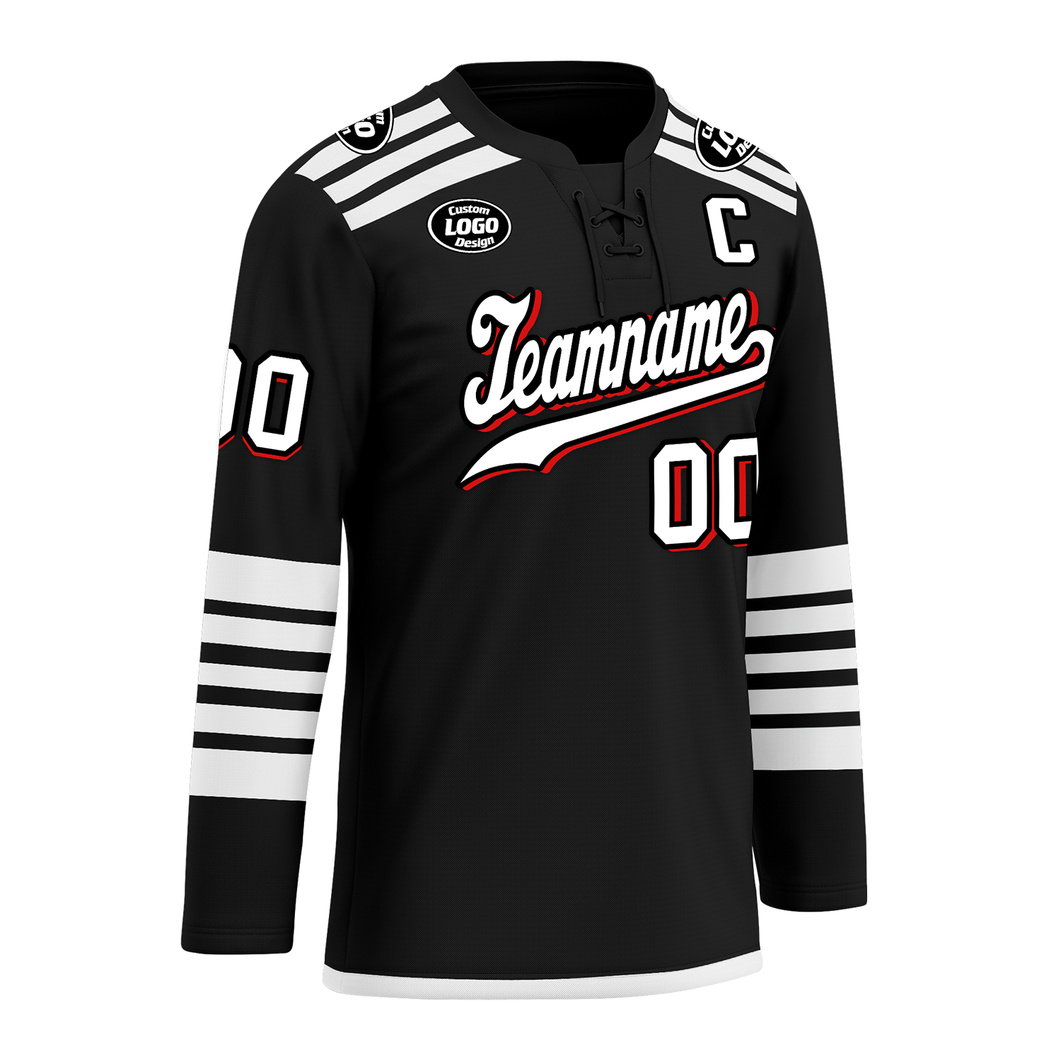 Custom Black White Personalized Hockey Jersey HCKJ01-D0a700d