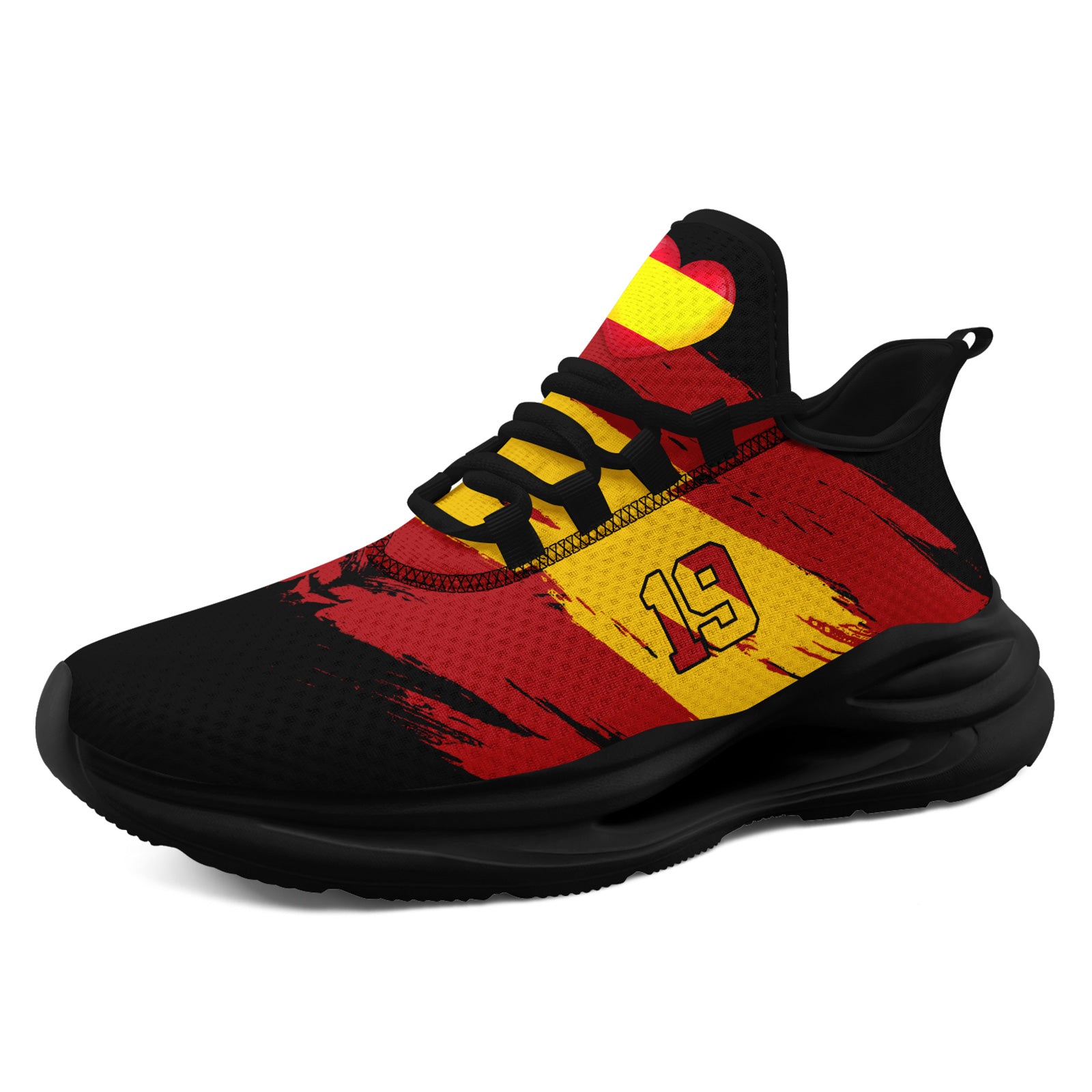 Custom 2026 World Cup Spain Sneakers DIY Country Flag Running Shoes Lightweight Sport Shoes Gift for Football Fans Personalized Team Name and Logo FN079-F023087-1