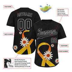 Custom Black World Cancer Day Personalized Authentic Baseball Jersey BSBJ01-E06020-7