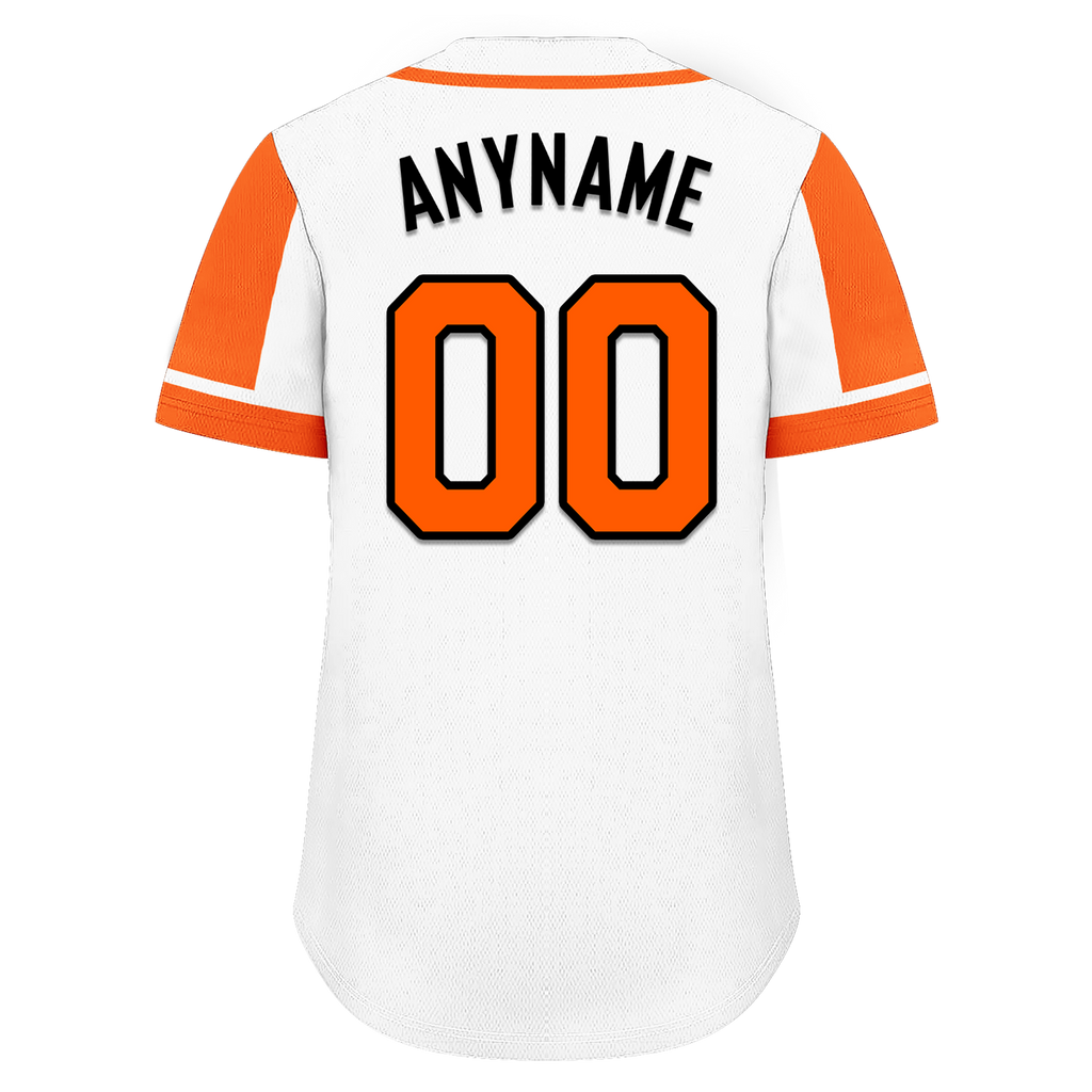 Custom White Orange Raglan Sleeves Personalized Authentic Baseball Jersey BSBJ01-D017166