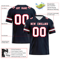 Custom Navy New England Personalized Authentic Football Jersey FBJ02-D020256-20