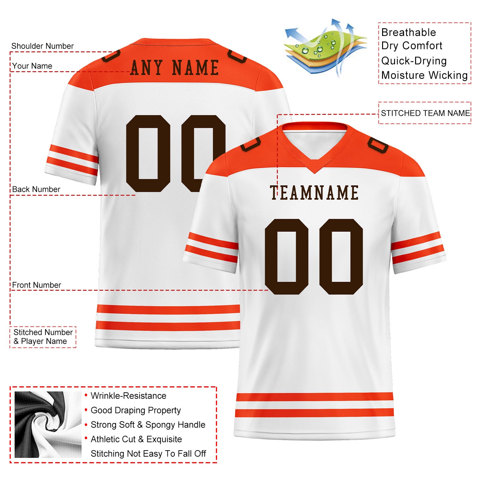 Custom Cleveland Personalized Authentic Football Jersey FBJ02-E0607-8