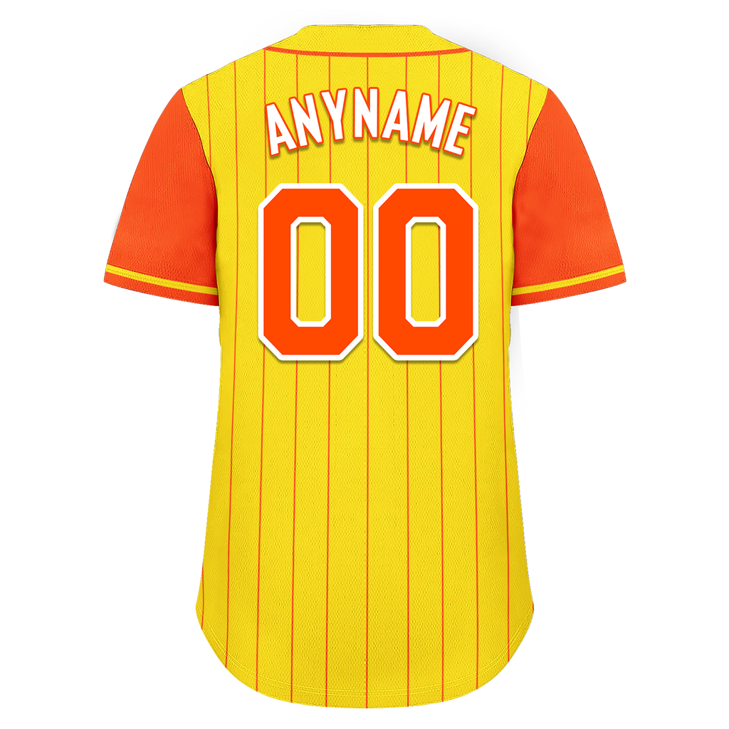 Custom Gold Orange Stripe Fashion Personalized Authentic Baseball Jersey BSBJ01-D017251