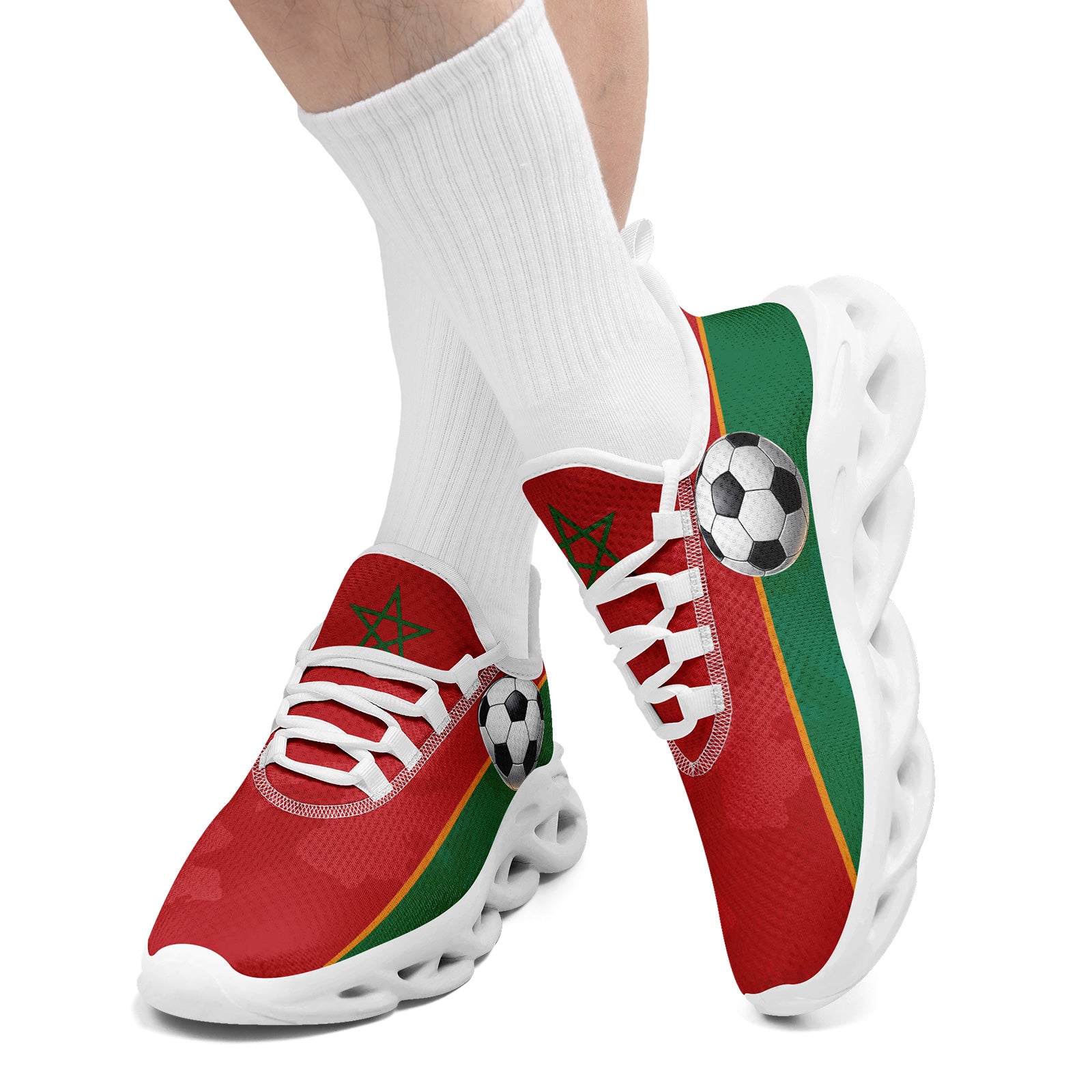 Custom Morocco 2026 World Cup Sneakers DIY Country Flag Running Shoes Lightweight Sport Shoes Gift for Football Fans Personalized Team Name and Logo FN003-F009073-3