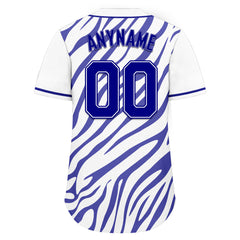 Custom White Navy Blue Zebra Pattern Personalized Authentic Baseball Jersey BSBJ01-D020201-3