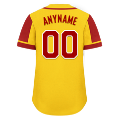 Custom Yellow Red Raglan Sleeves Personalized Authentic Baseball Jersey BSBJ01-D017203