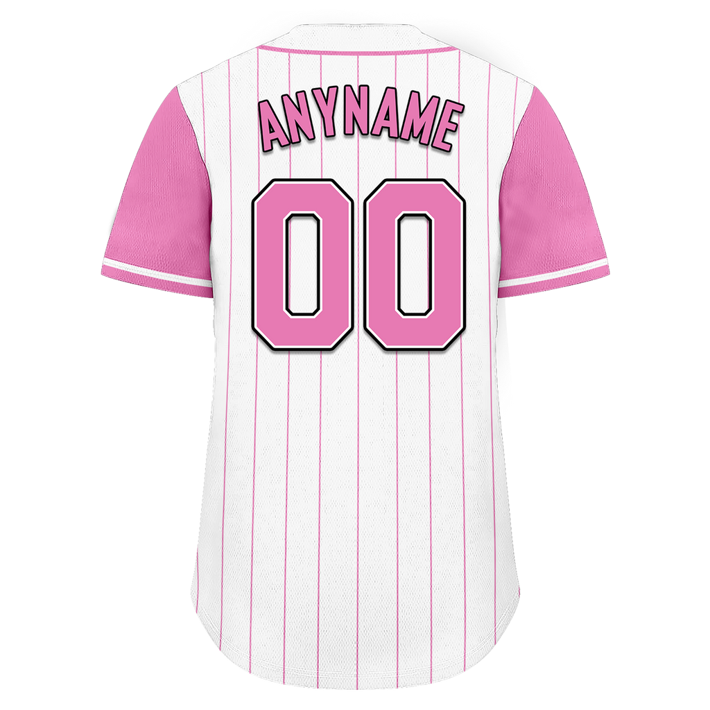 Custom White Pink Stripe Fashion Personalized Authentic Baseball Jersey BSBJ01-D017225